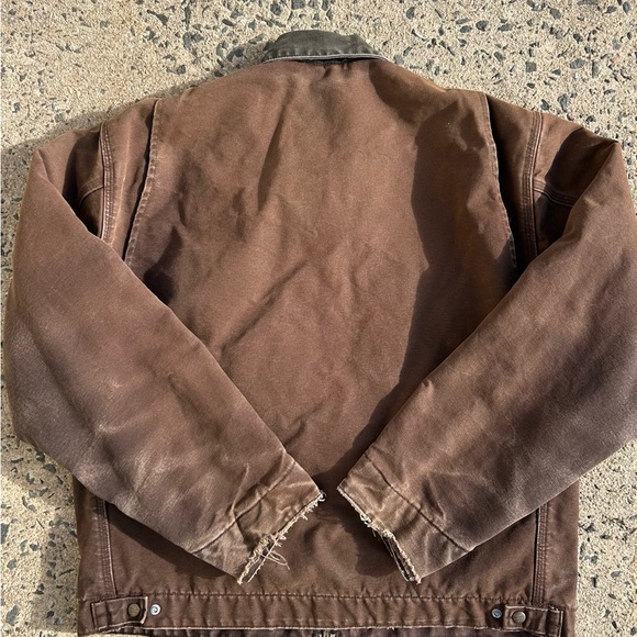 VTG Carhartt Detroit Jacket J97 DKB Brown Blanket Lined Distressed Faded Size XL - Picture 12 of 14